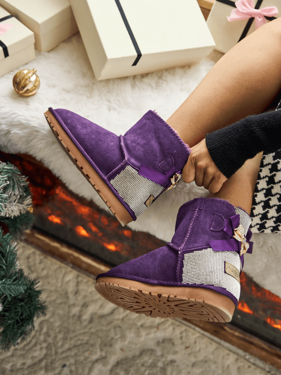 UGG Rhinestone Bailey Bow Sequin UGG Boots - Purple