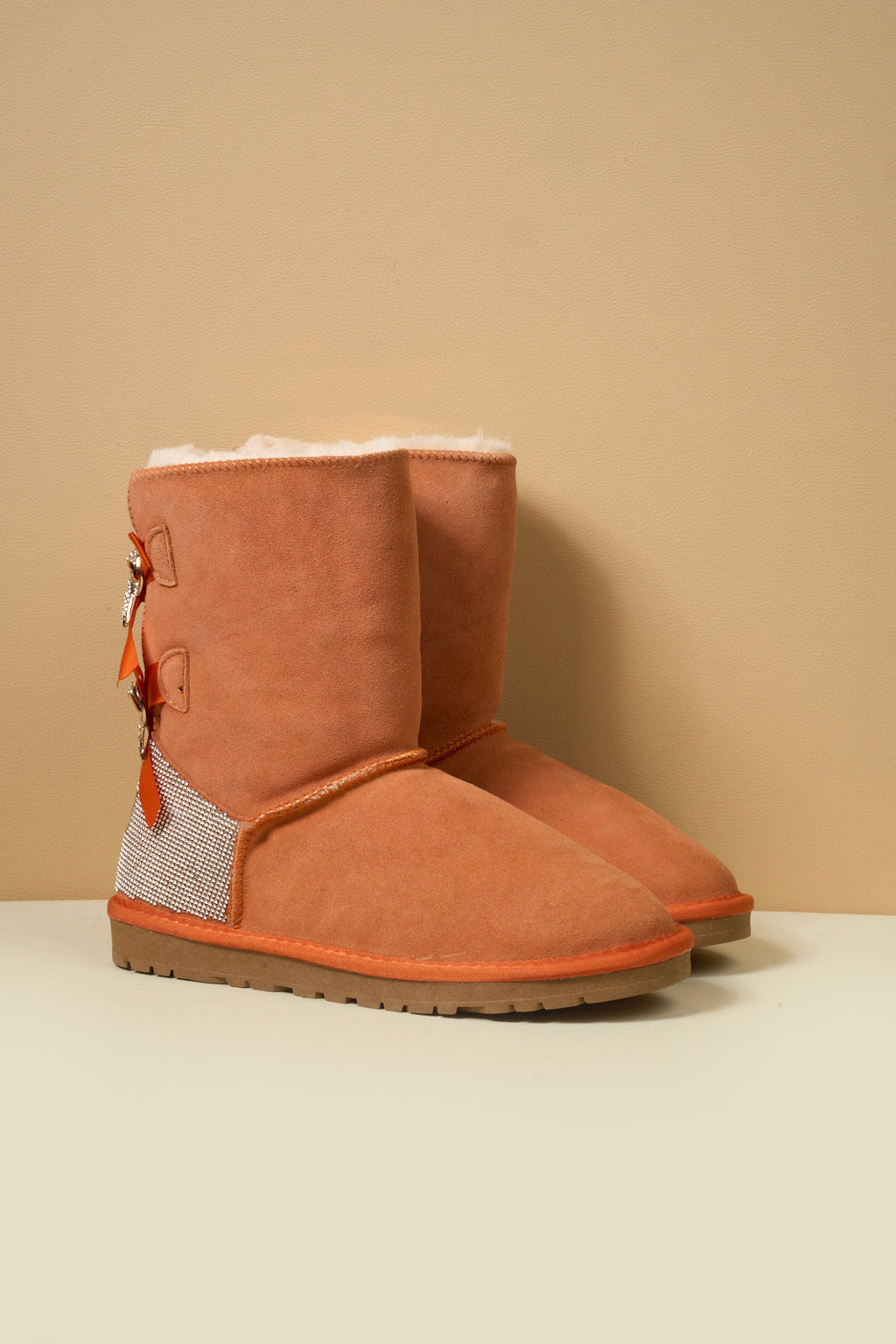 UGG Rhinestone Dual Bailey Bow Glam UGG Boots - Orange