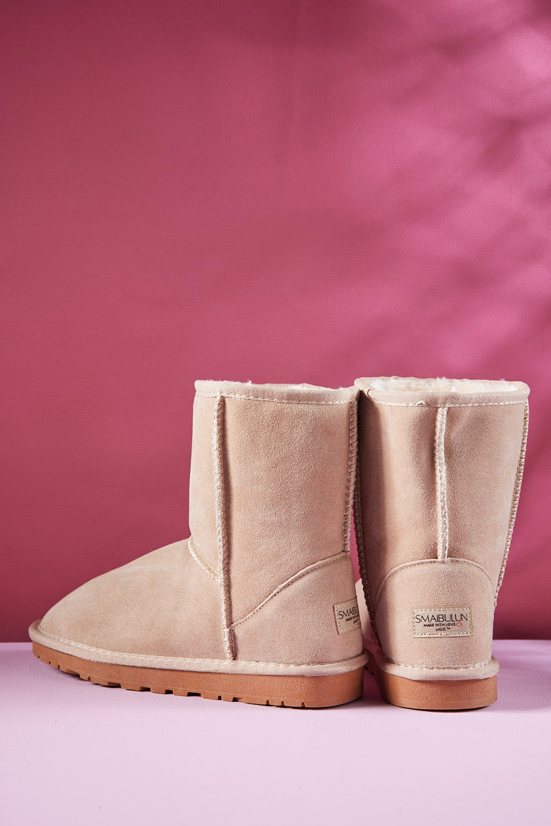 UGG Lovett Wool Blend Suede Shearling Boots - Sand