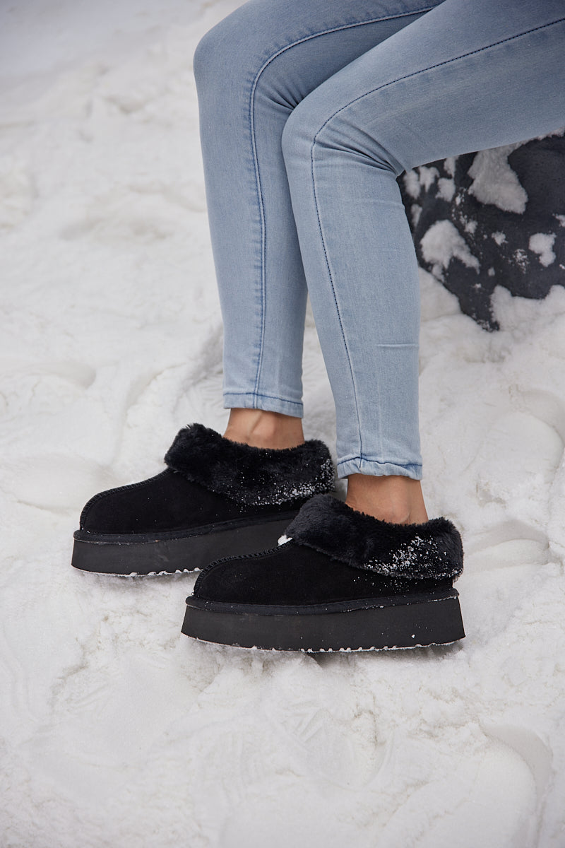 UGG Cuddle Up Wool-Lined Suede Bootie - Black