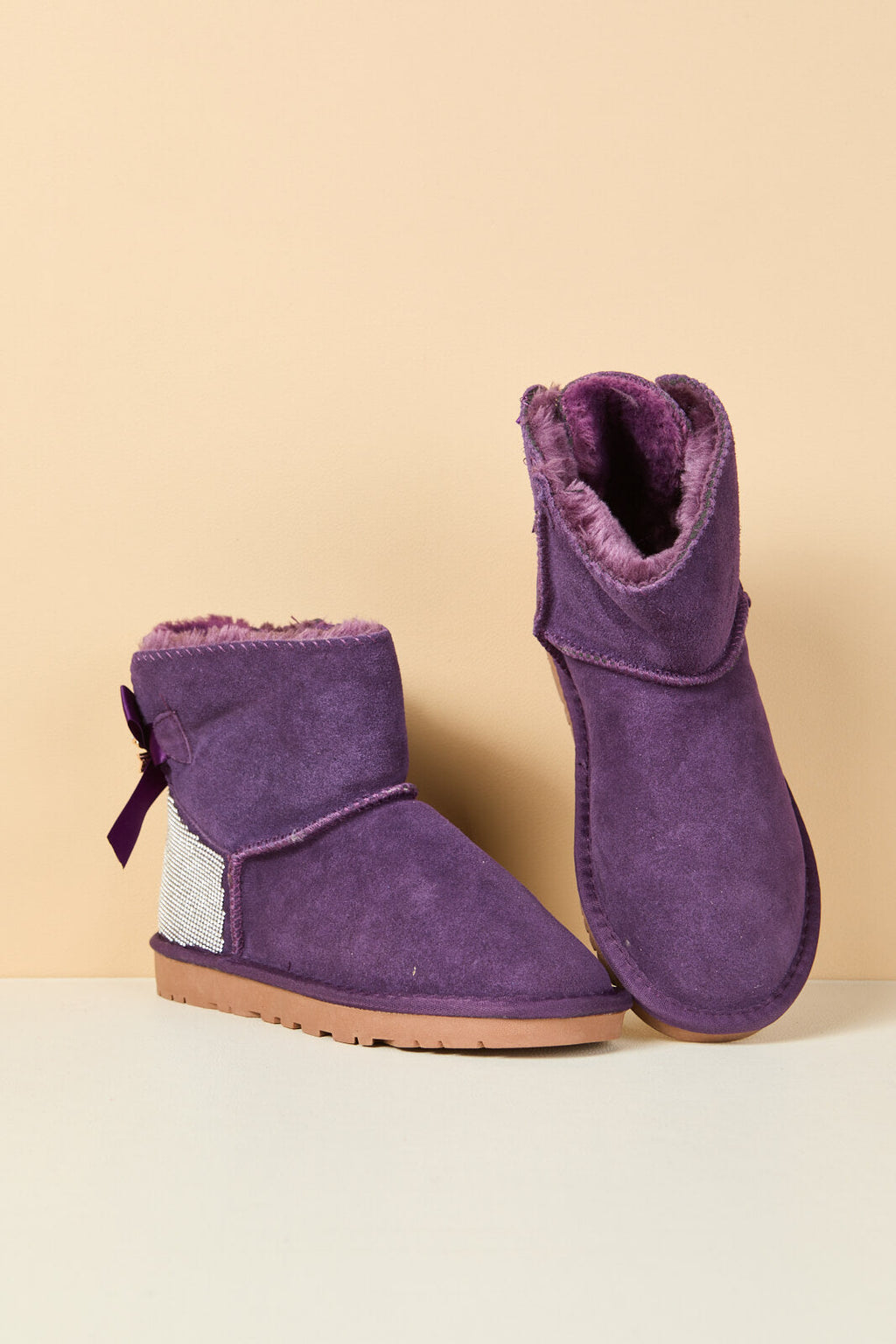 UGG Rhinestone Bailey Bow Sequin UGG Boots - Purple