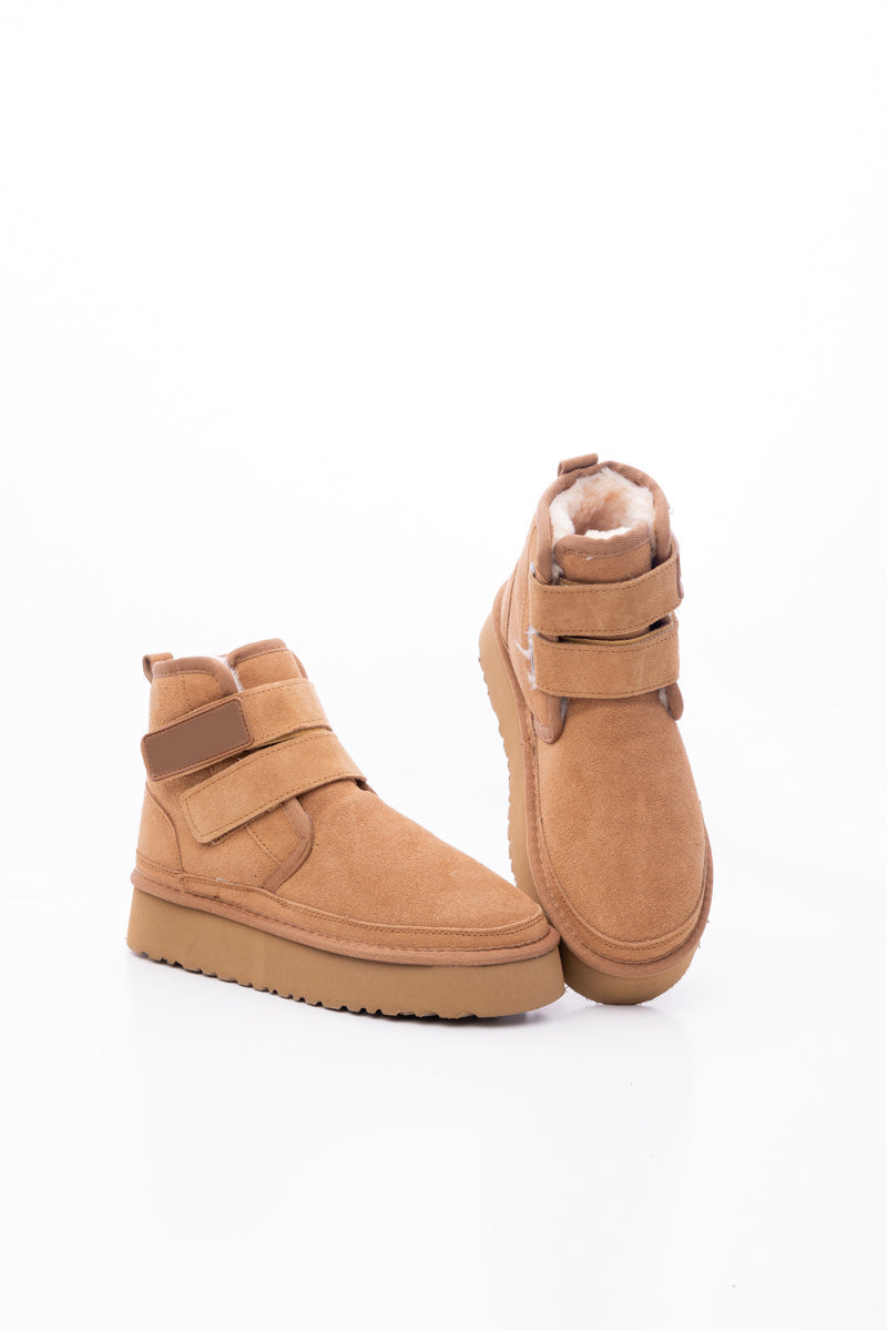 UGG Montford Wool-Lined Buckle Up Platform Boots – Chestnut