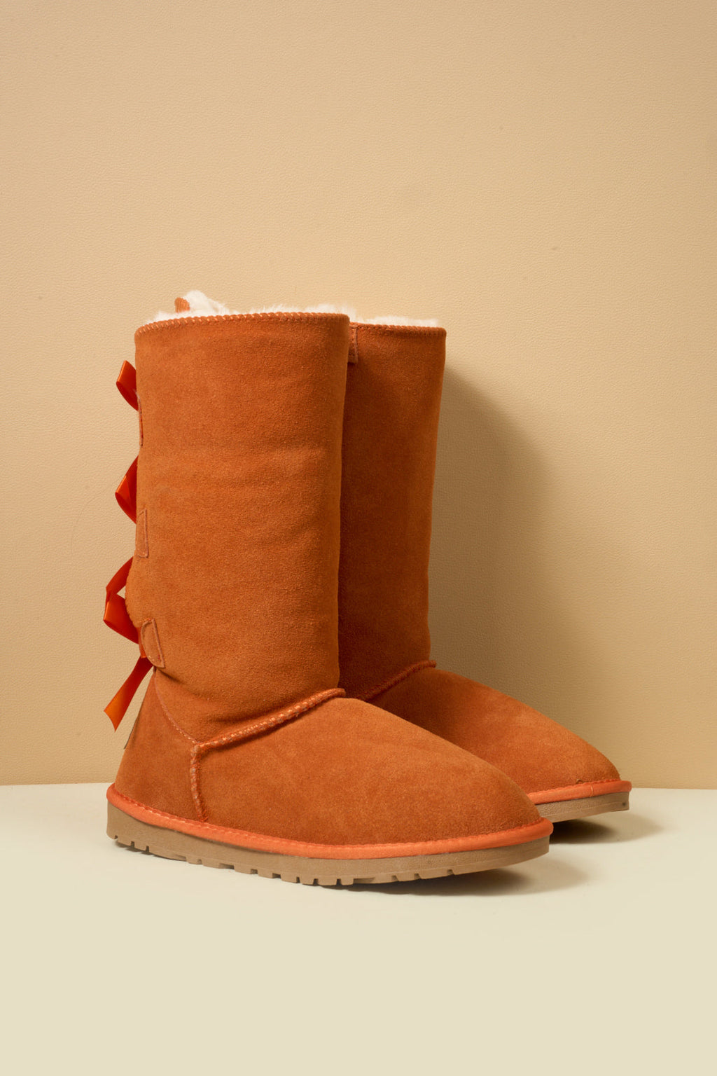 UGG Tri Ribbon Bow Suede Boots - Orange