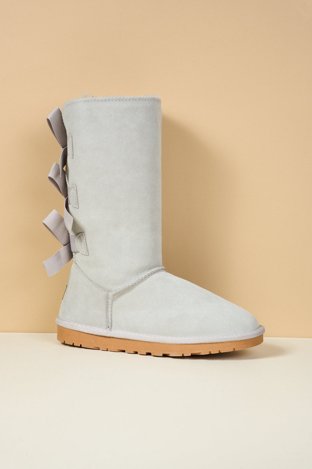 UGG Tri Ribbon Bow Suede Boots - Pale