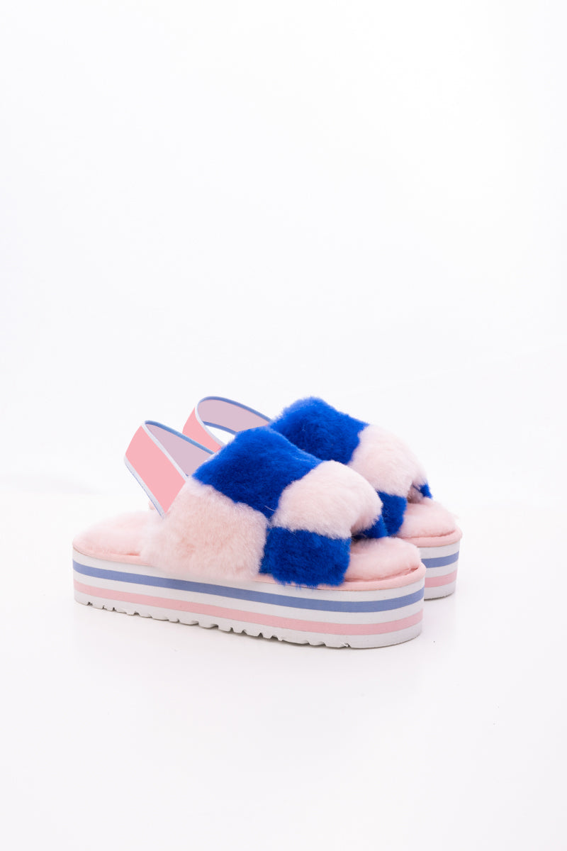 UGG Harmony Contrast Woolen Platform Slipper - Pink