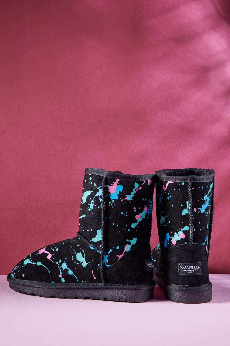 UGG Valerie Graffiti Patterned Shearling Boots - Black