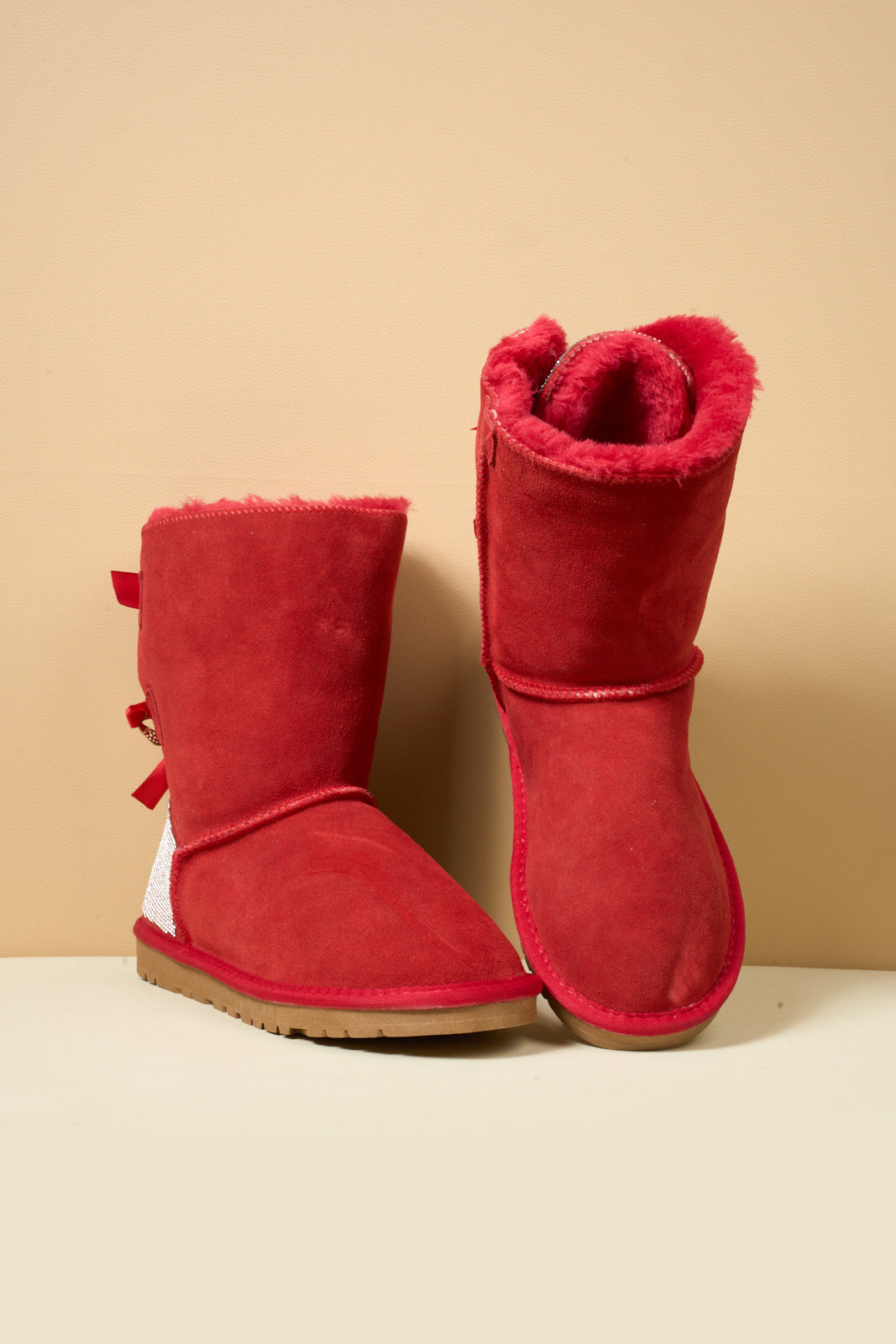 UGG Rhinestone Dual Bailey Bow Glam UGG Boots - Red