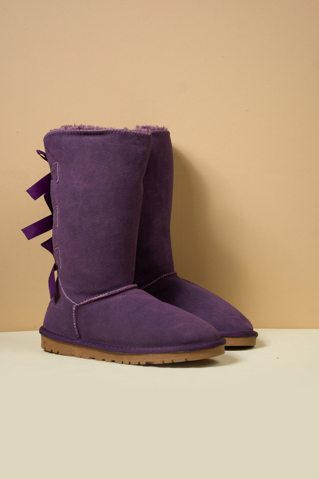 UGG Tri Ribbon Bow Suede Boots - Purple