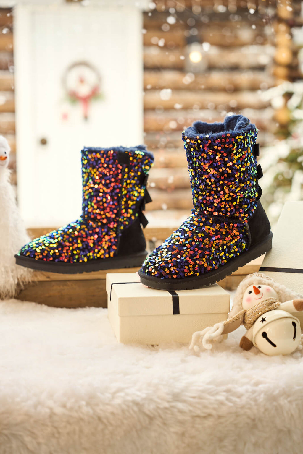 UGG Haute Holidays Sequin Glam Shearling Boots - Multi