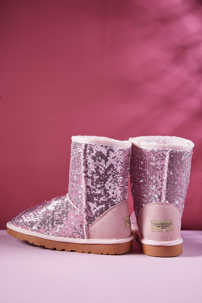 UGG Dallas Glam Sequin Shearling Boots - Baby Pink