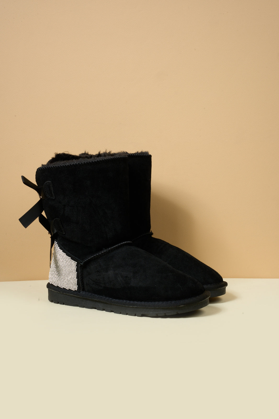 UGG Rhinestone Dual Bailey Bow Glam UGG Boots - Black