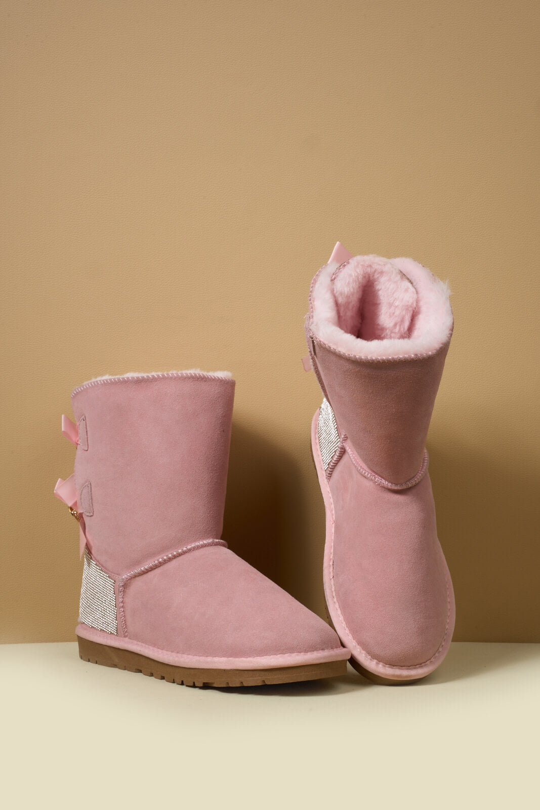 UGG Rhinestone Dual Bailey Bow Glam UGG Boots - Pink