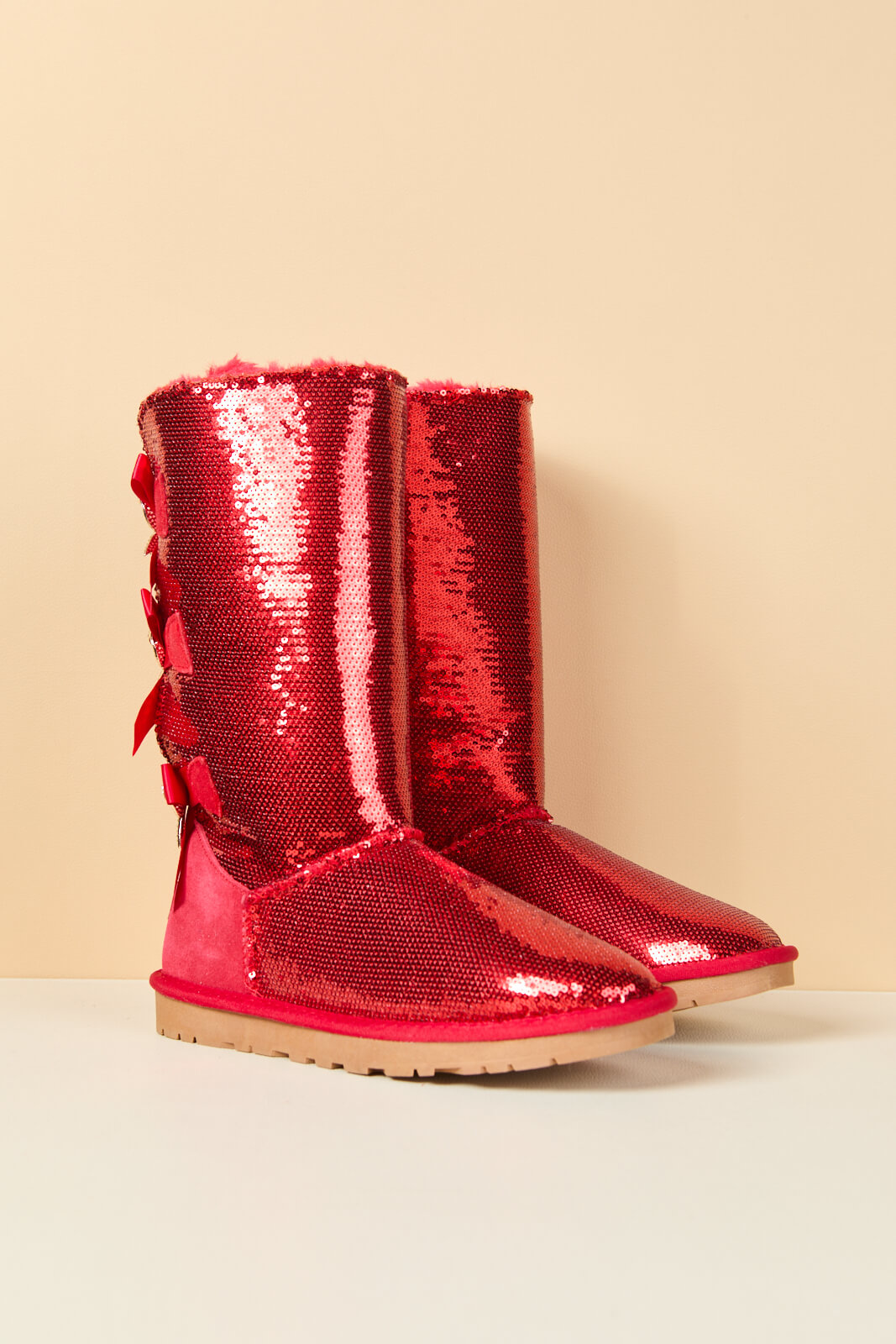 UGG Tay Swift Celebration Rhinestone Bailey Bow Sequin Boots - Red