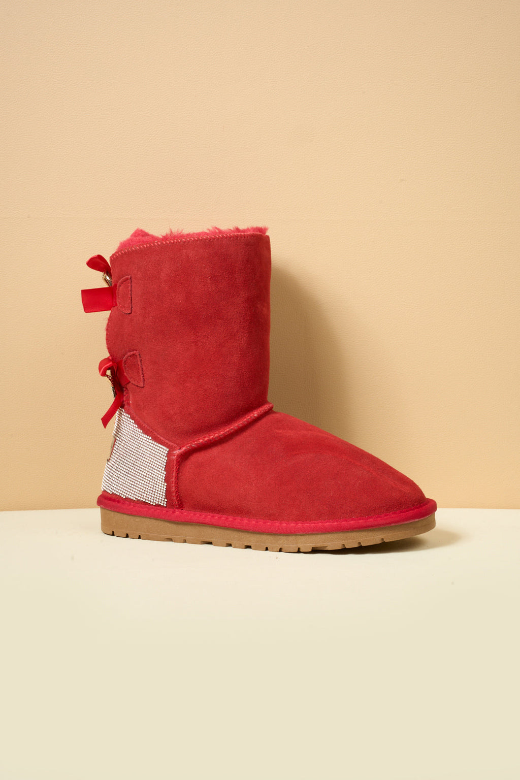 UGG Rhinestone Dual Bailey Bow Glam UGG Boots - Red