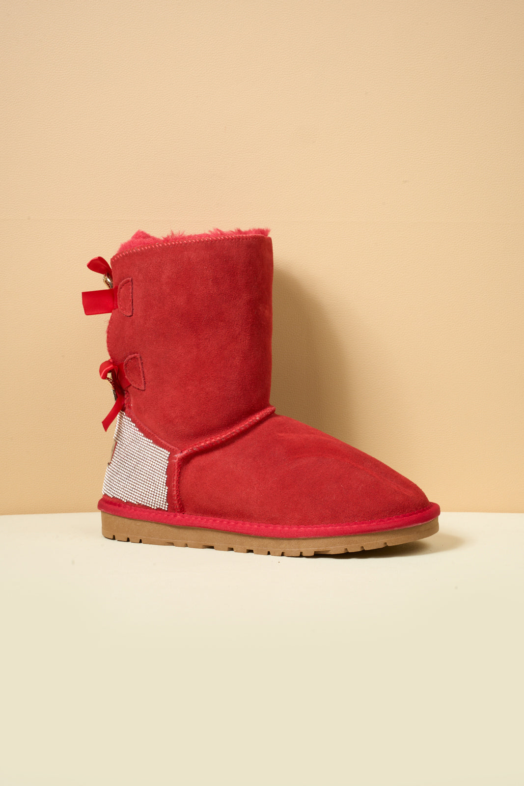 UGG Rhinestone Dual Bailey Bow Glam UGG Boots - Red