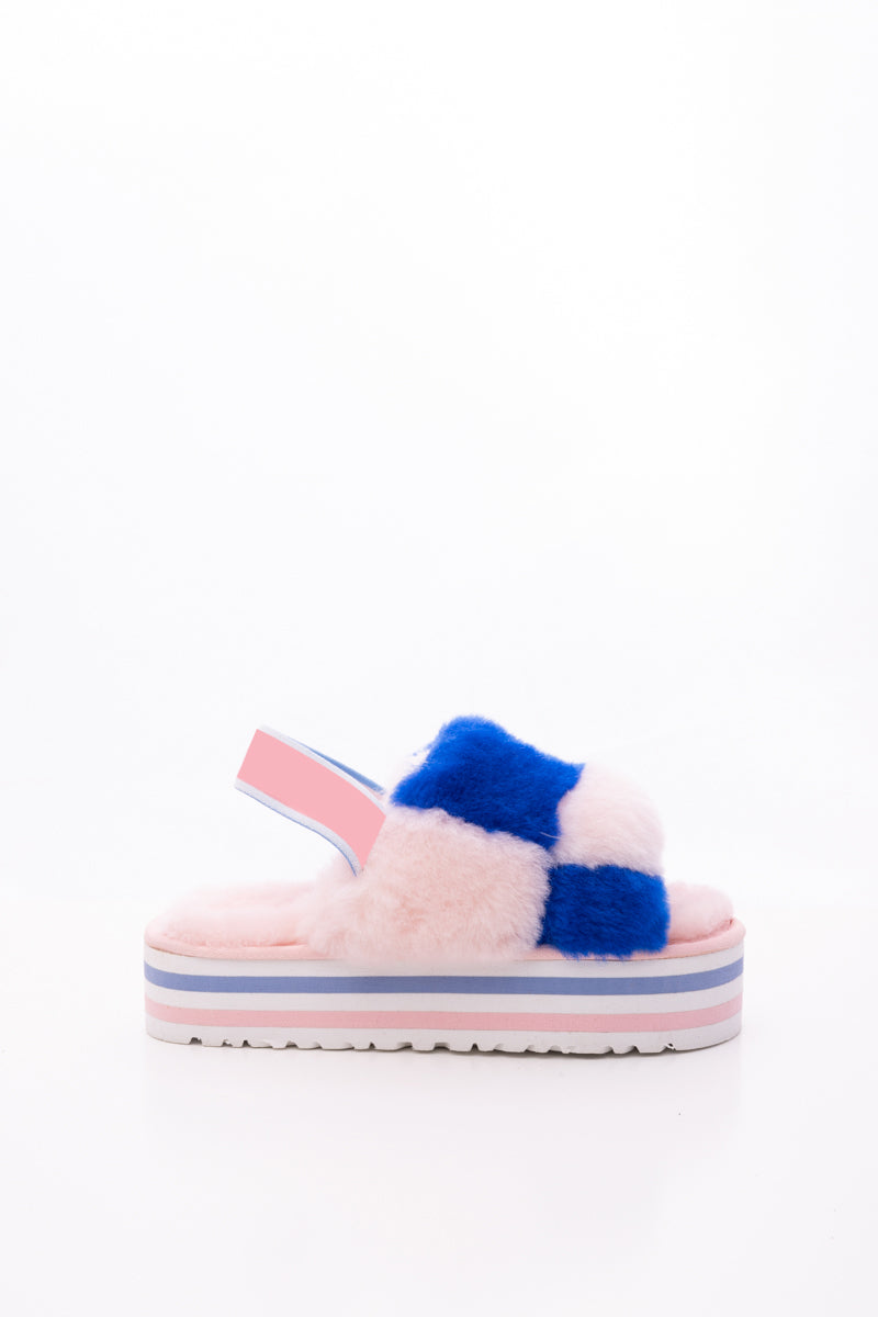 UGG Harmony Contrast Woolen Platform Slipper - Pink