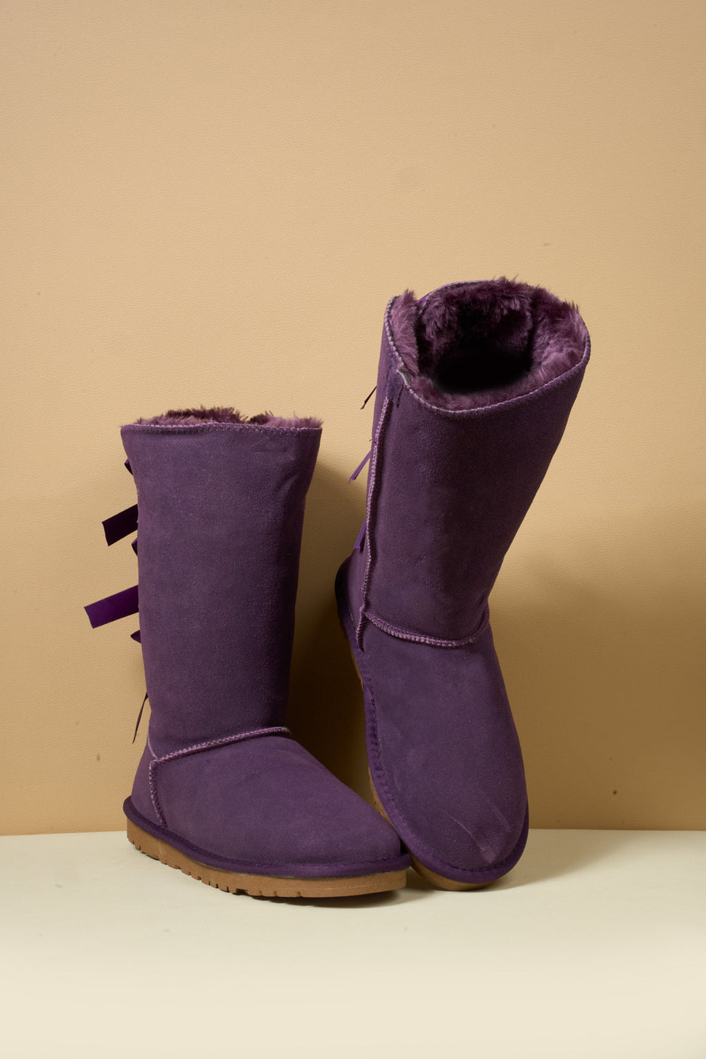 UGG Tri Ribbon Bow Suede Boots - Purple