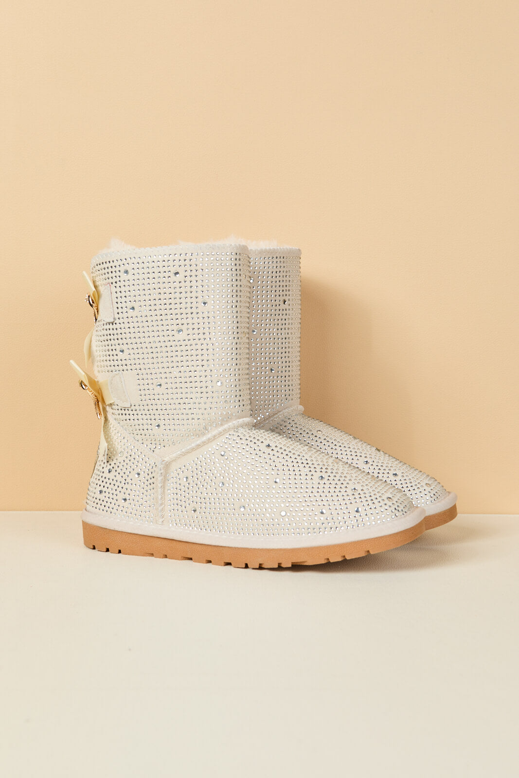 UGG Tay Tay Shine On Stage Diamond Bows Suede Boots - Cream