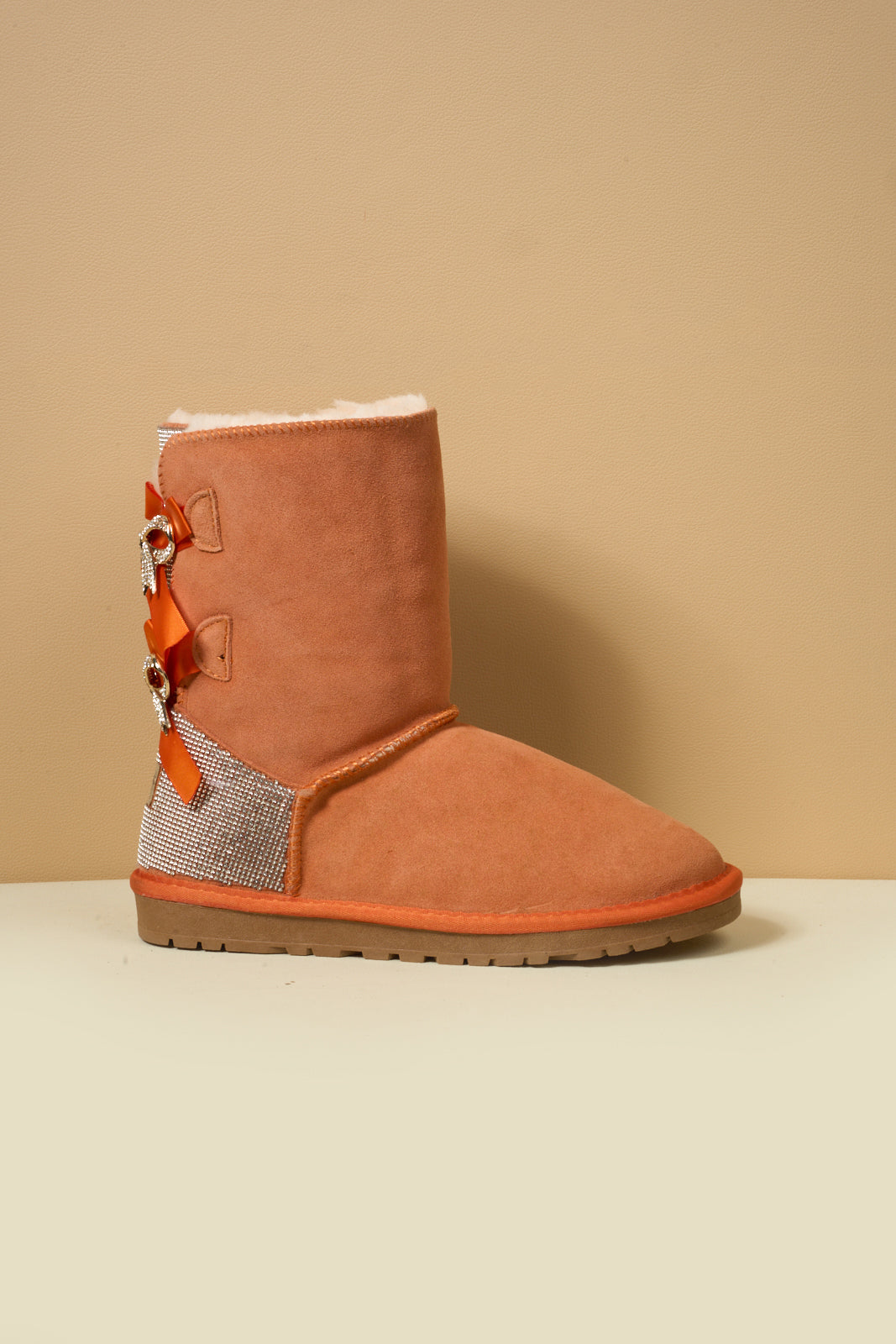 UGG Rhinestone Dual Bailey Bow Glam UGG Boots - Orange