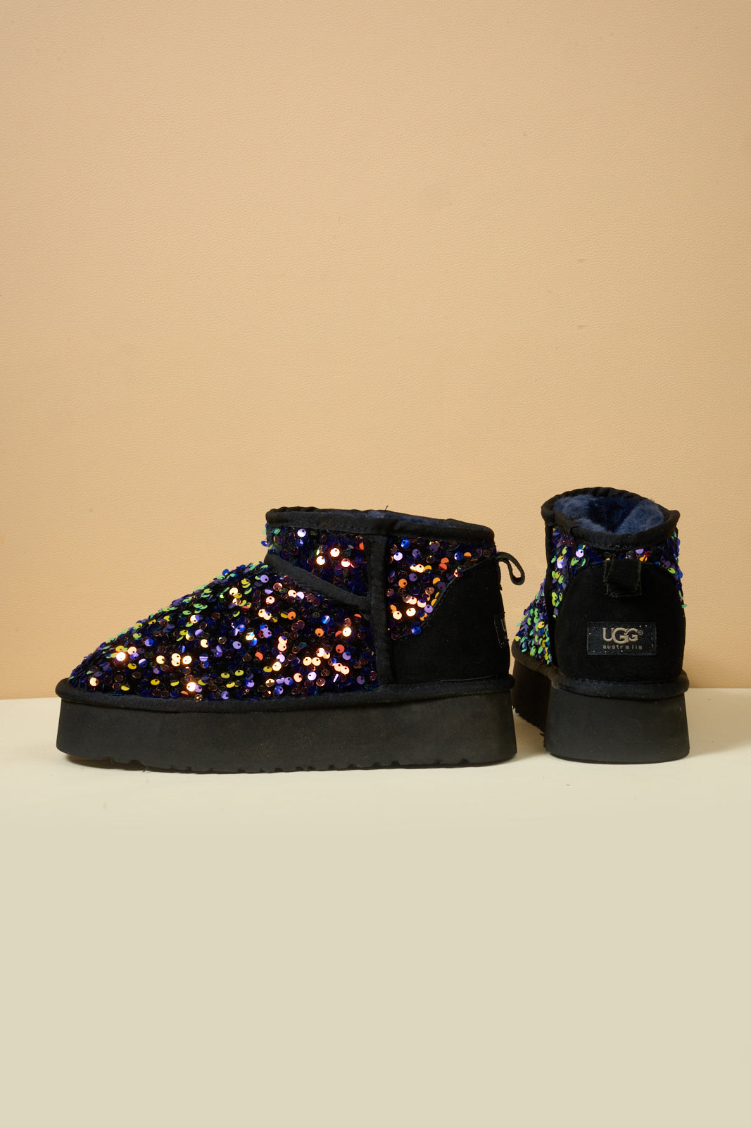 UGG Mini Glitter Low Ankle Platform Boots - Multi
