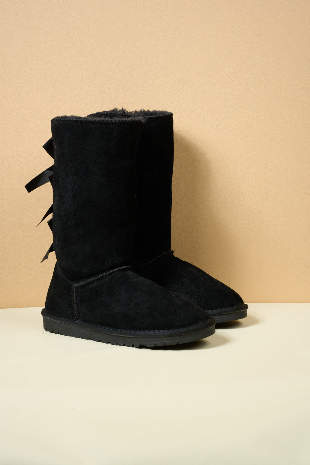 UGG Tri Ribbon Bow Suede Boots - Black