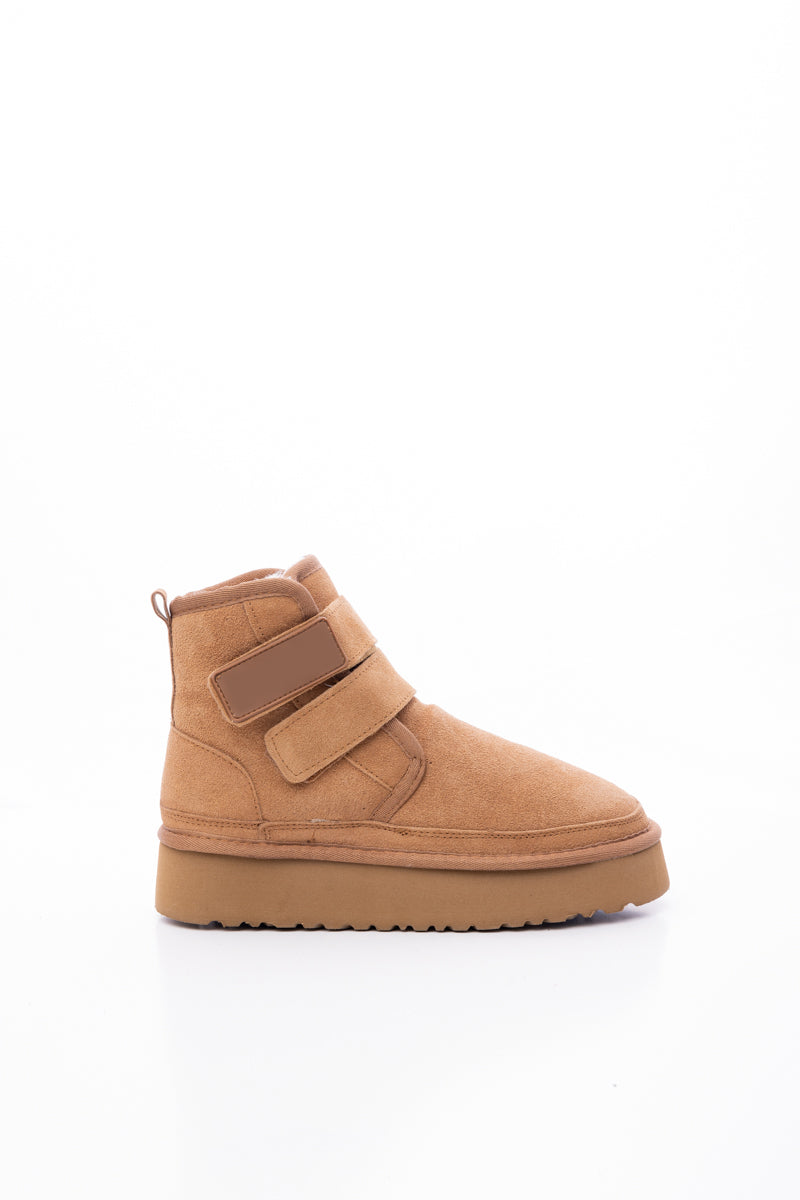 UGG Montford Wool-Lined Buckle Up Platform Boots – Chestnut
