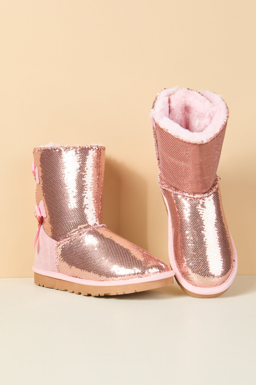 UGG Haute Holidays Sequin Glam Shearling Boots - Pink