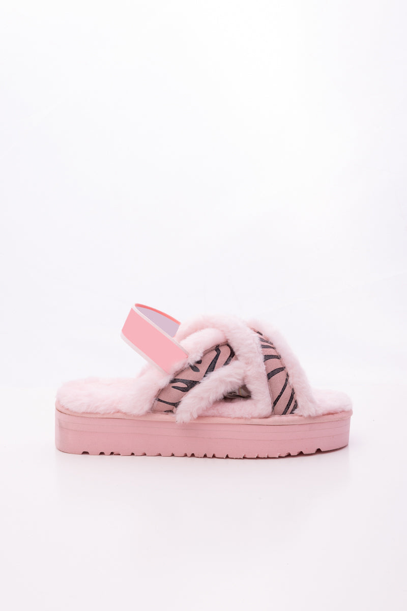 UGG Roar Wool-Lined Criss-Cross Strap Slipper - Pink