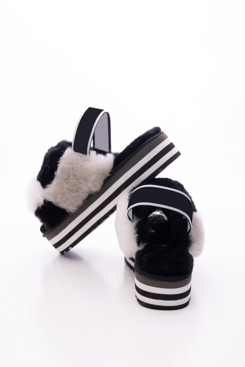 UGG Harmony Contrast Woolen Platform Slipper - Black