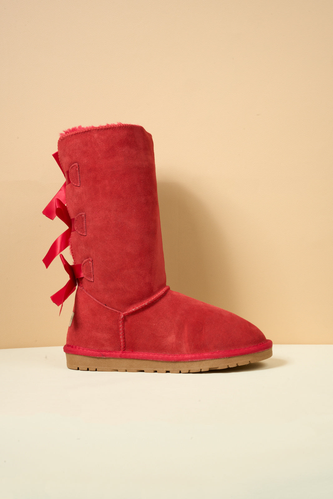 UGG Tri Ribbon Bow Suede Boots - Red