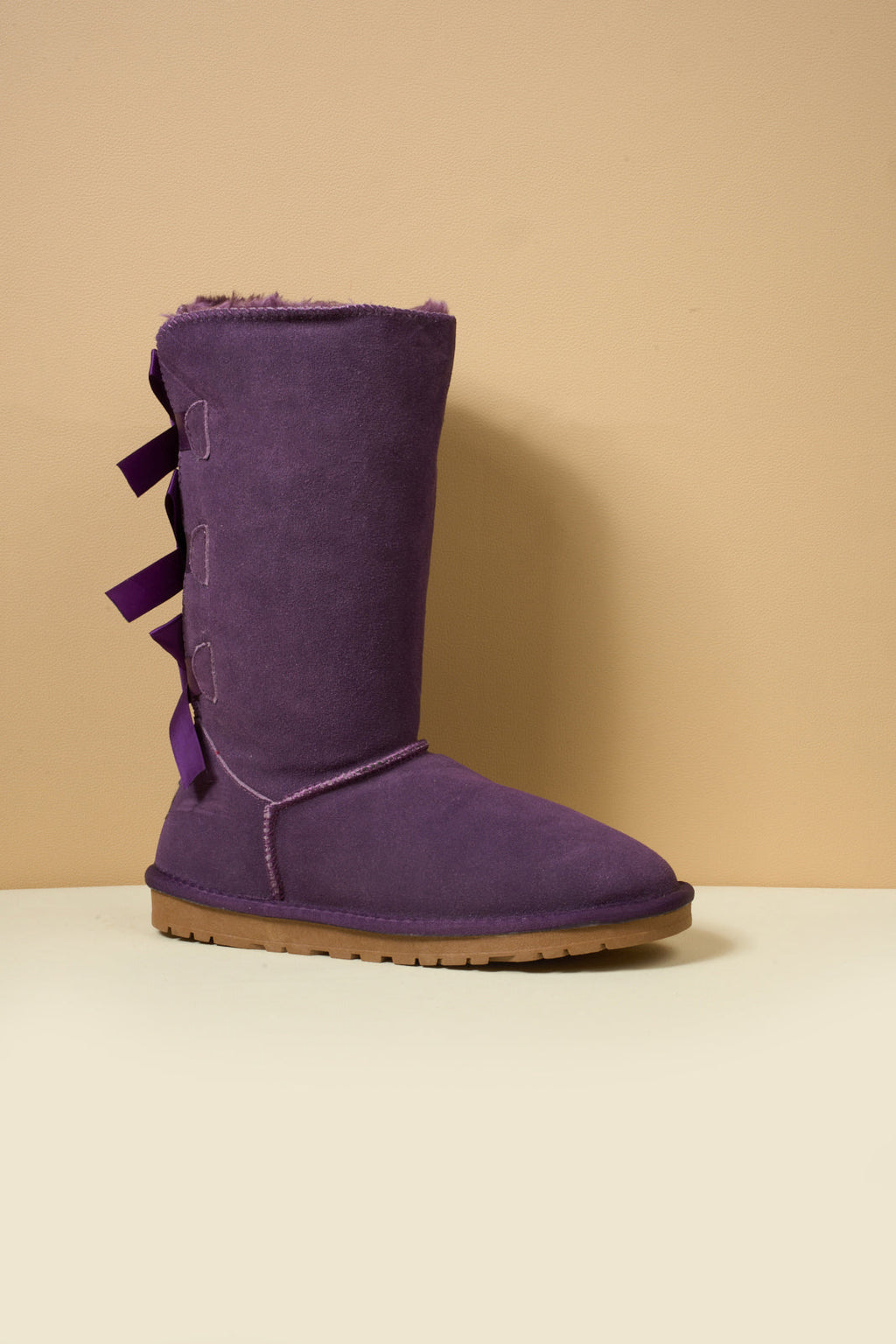 UGG Tri Ribbon Bow Suede Boots - Purple
