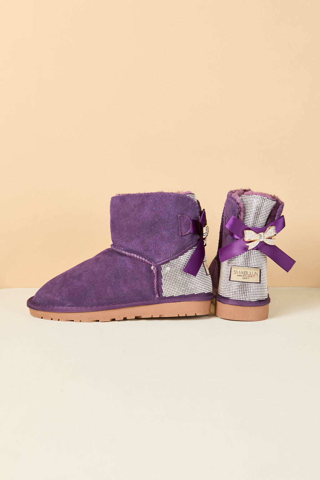 UGG Rhinestone Bailey Bow Sequin UGG Boots - Purple