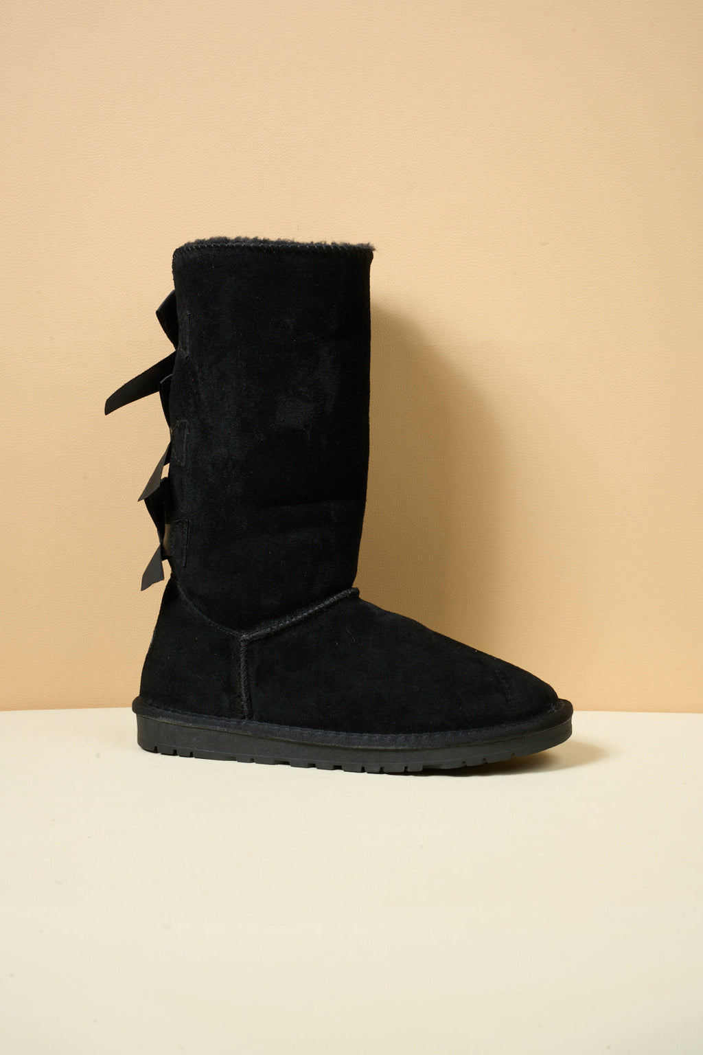 UGG Tri Ribbon Bow Suede Boots - Black