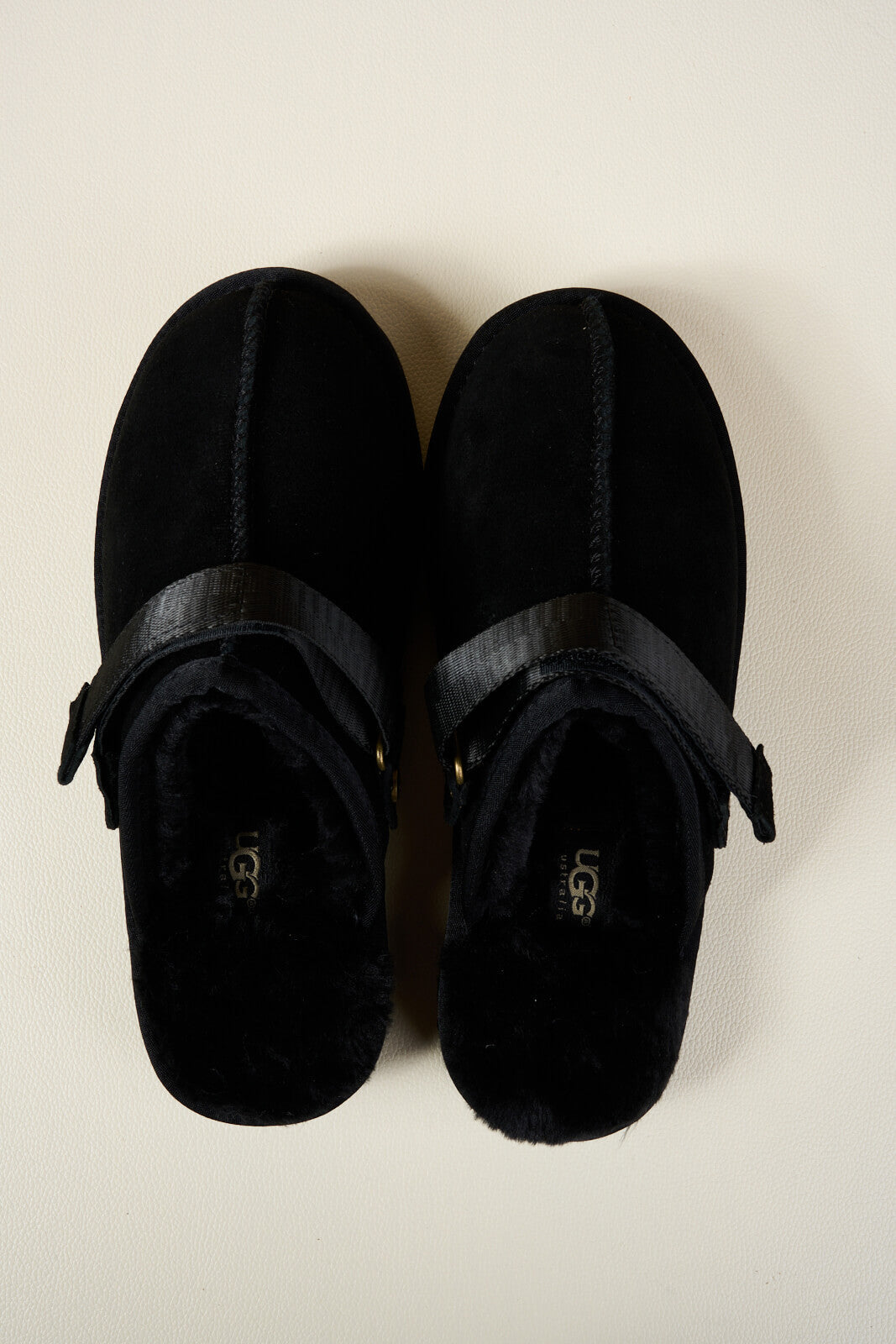 UGG Selena Wool-Lined Slingback Sandals - Black