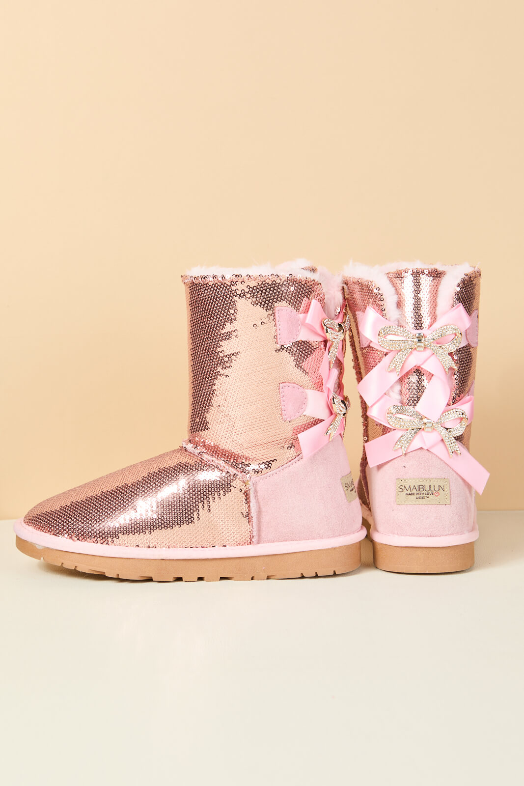 UGG Haute Holidays Sequin Glam Shearling Boots - Pink