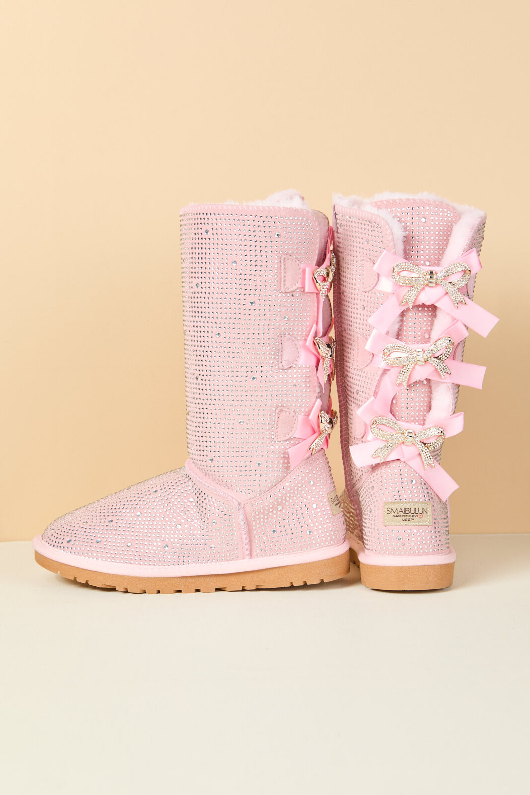 UGG Swifties Diamond Stage Ribbon Bows Suede Boots - Pink