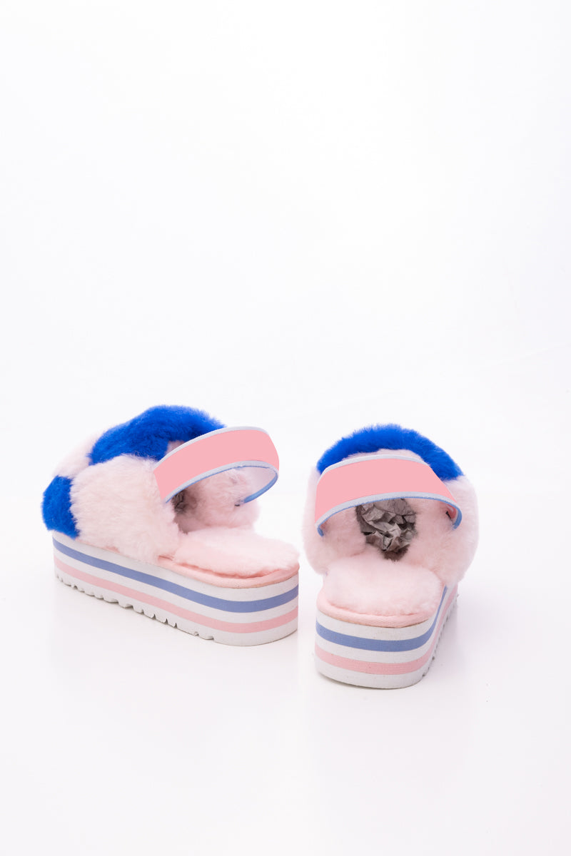 UGG Harmony Contrast Woolen Platform Slipper - Pink