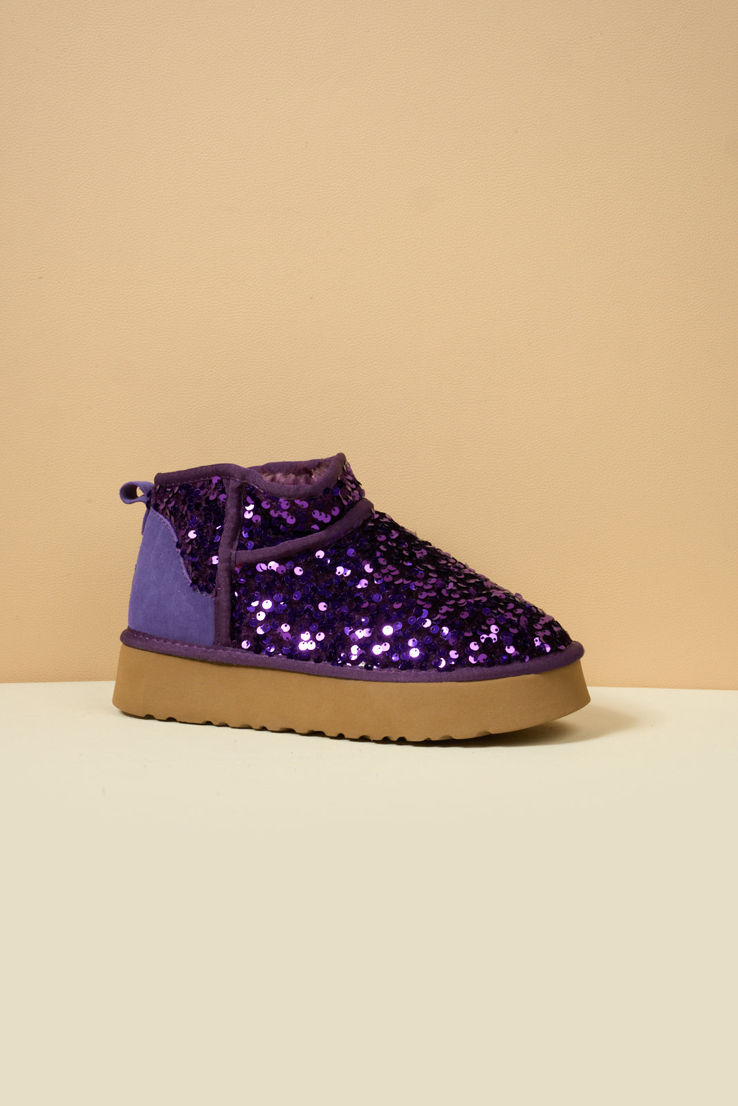 UGG Mini Glitter Low Ankle Platform Boots - Purple