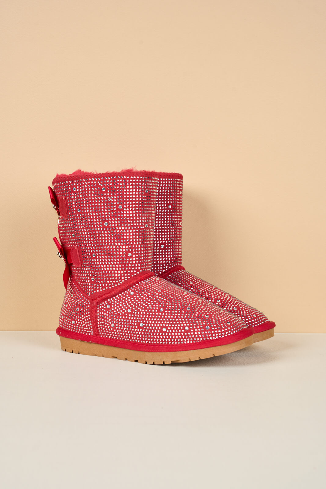 UGG Tay Tay Shine On Stage Diamond Bows Suede Boots - Red