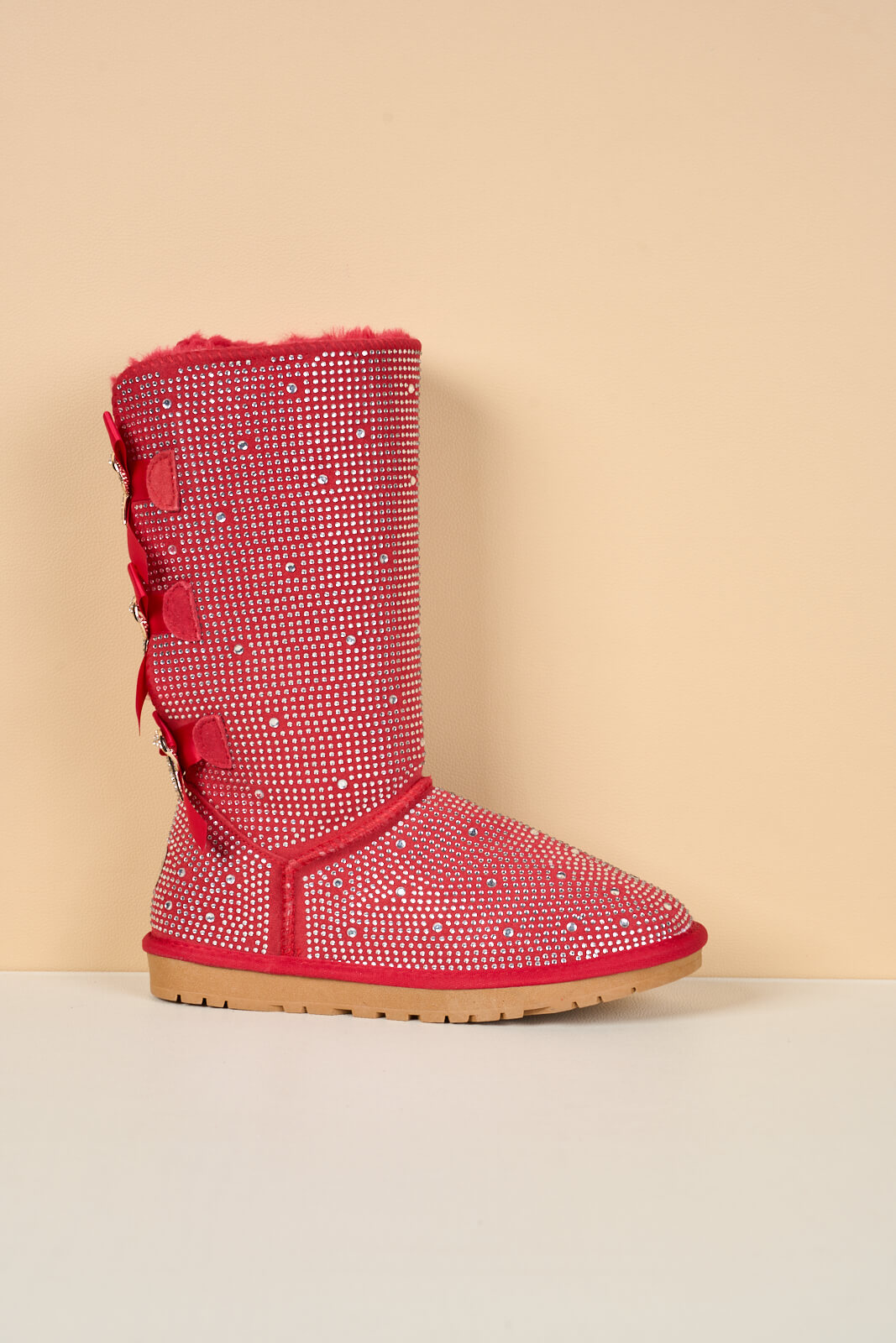 UGG Swifties Diamond Stage Ribbon Bows Suede Boots - Red