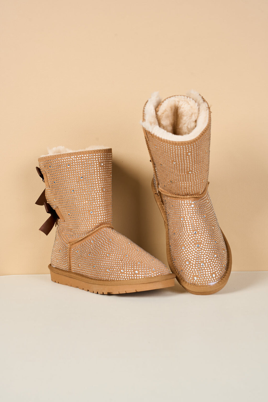 UGG Tay Tay Shine On Stage Diamond Bows Suede Boots - Chestnut