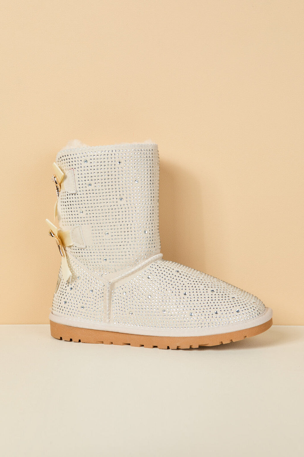 UGG Tay Tay Shine On Stage Diamond Bows Suede Boots - Cream