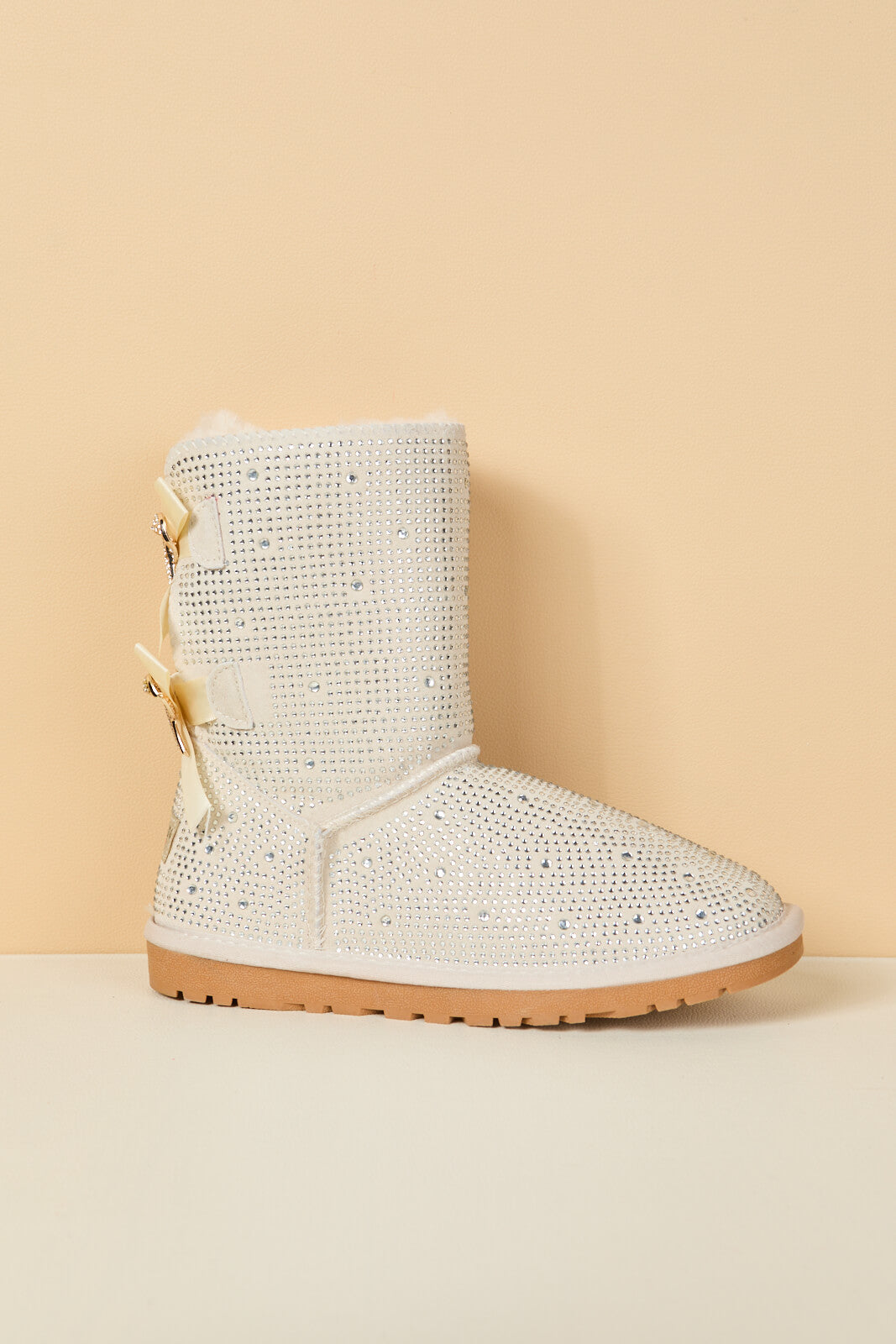 UGG Tay Tay Shine On Stage Diamond Bows Suede Boots - Cream