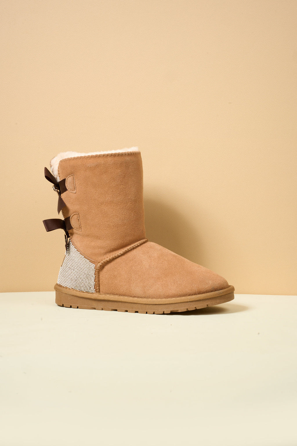 UGG Rhinestone Dual Bailey Bow Glam UGG Boots - Chestnut