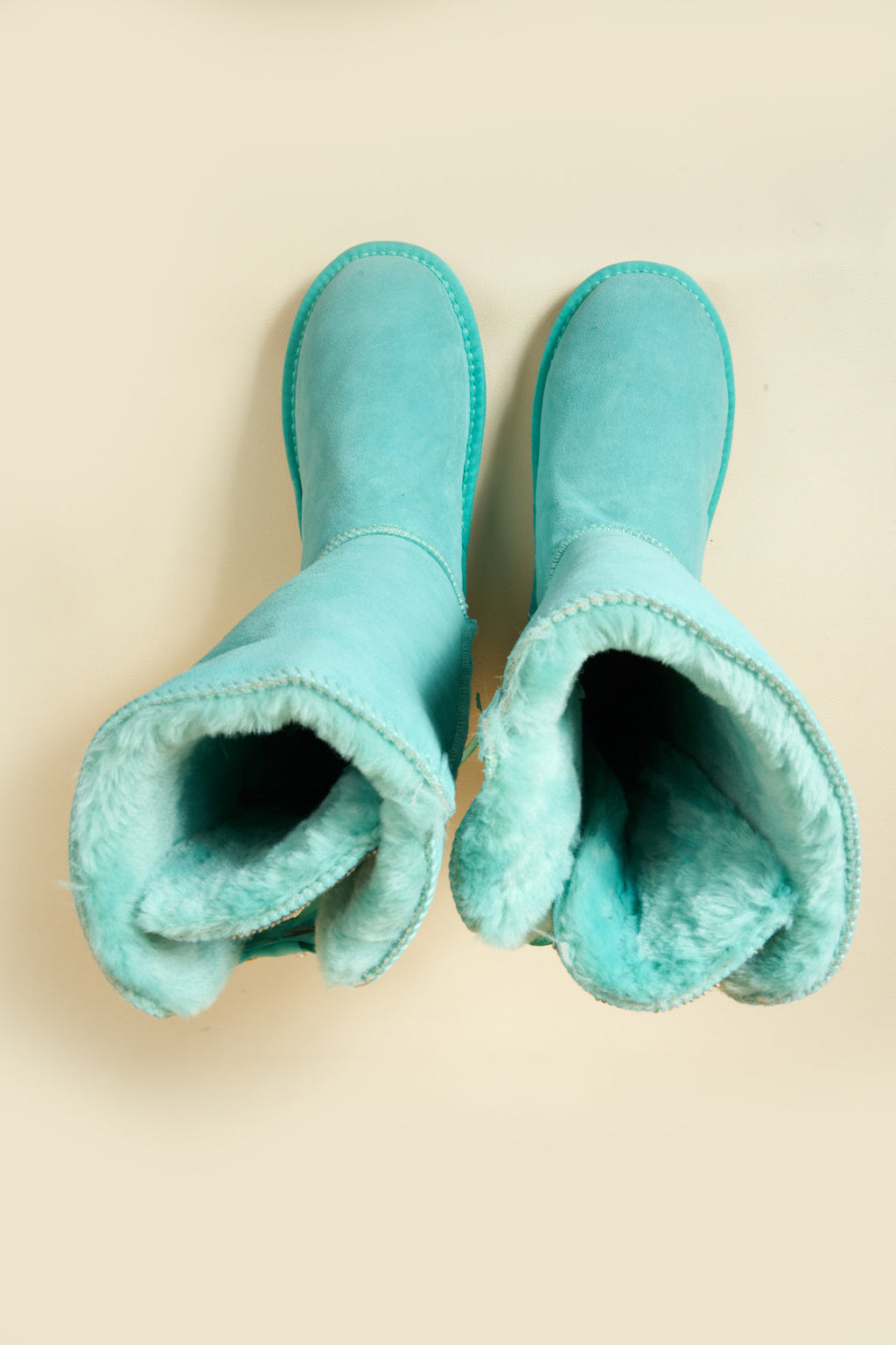 UGG Rhinestone Ribbon Tri-Tie Bow Suede Boots - Turquoise