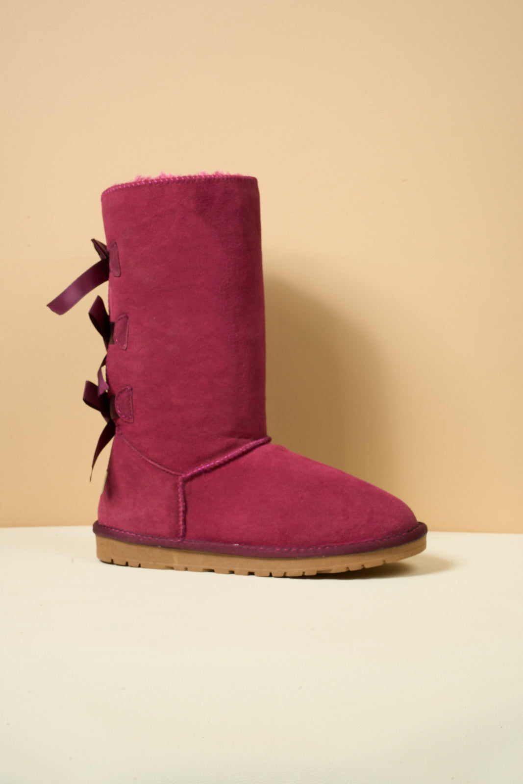 UGG Tri Ribbon Bow Suede Boots - Claret