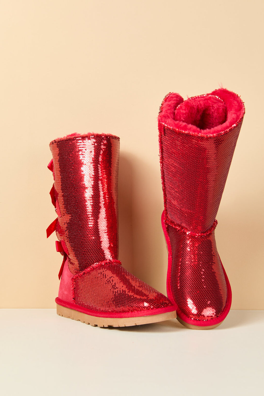 UGG Tay Swift Celebration Rhinestone Bailey Bow Sequin Boots - Red