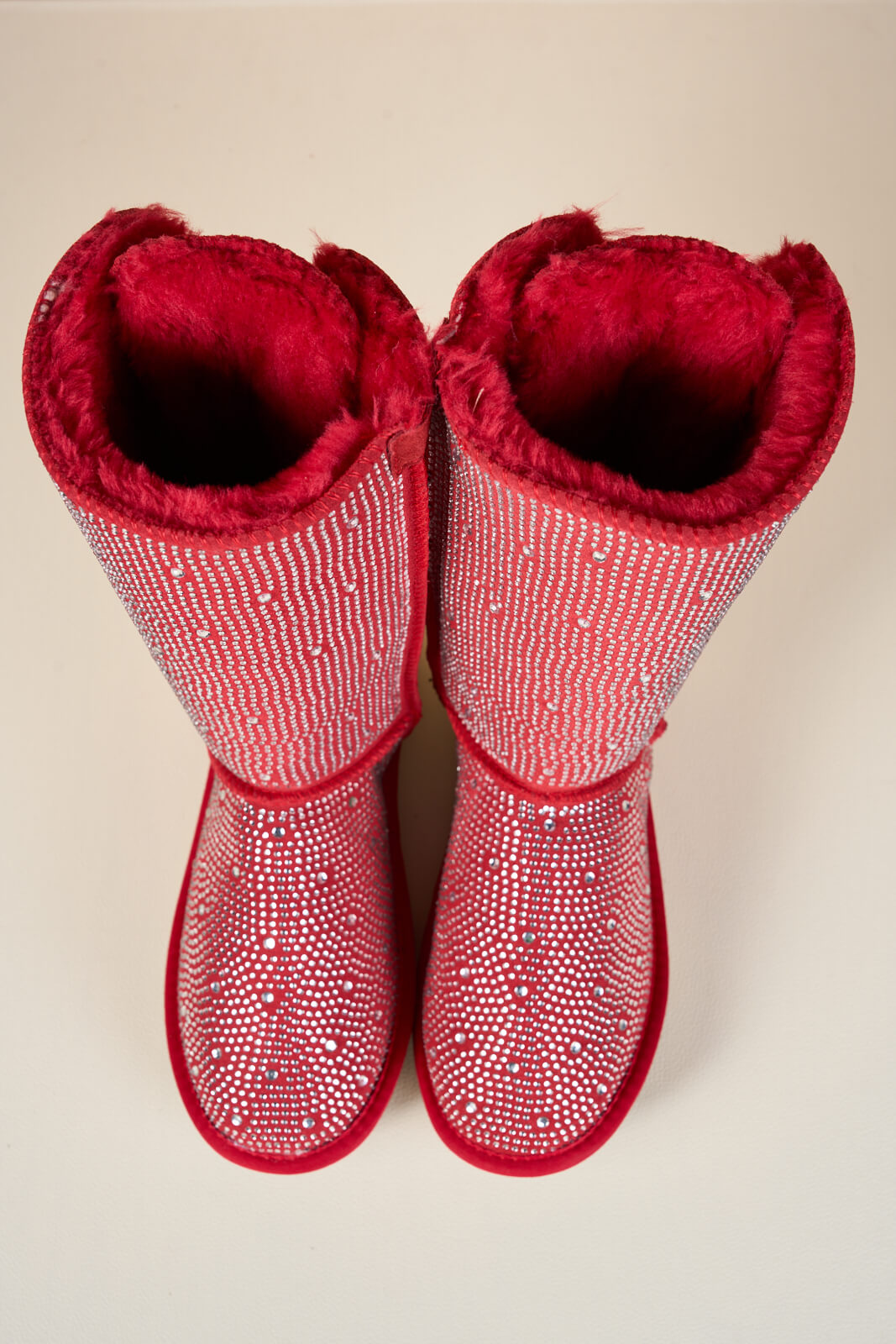 UGG Swifties Diamond Stage Ribbon Bows Suede Boots - Red