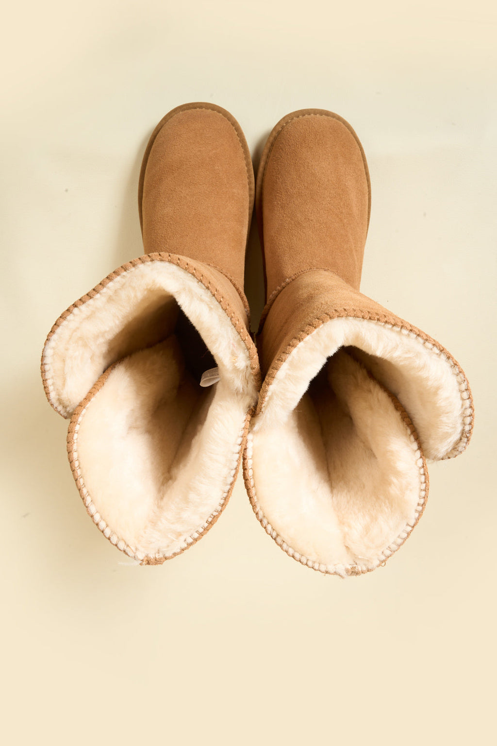 UGG Side Button Faux Fur-Lined Leather Suede Boots - Chestnut