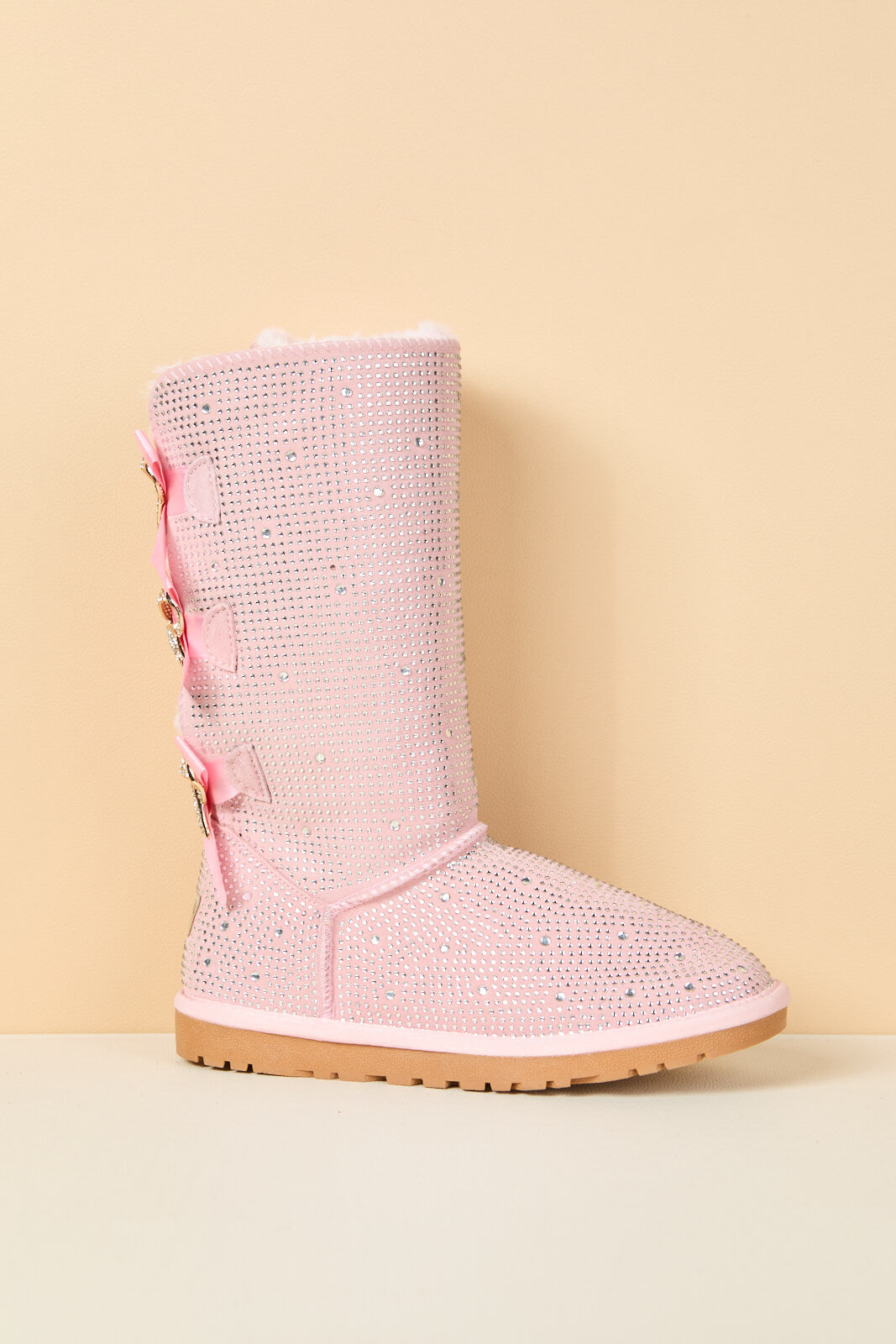 UGG Swifties Diamond Stage Ribbon Bows Suede Boots - Pink